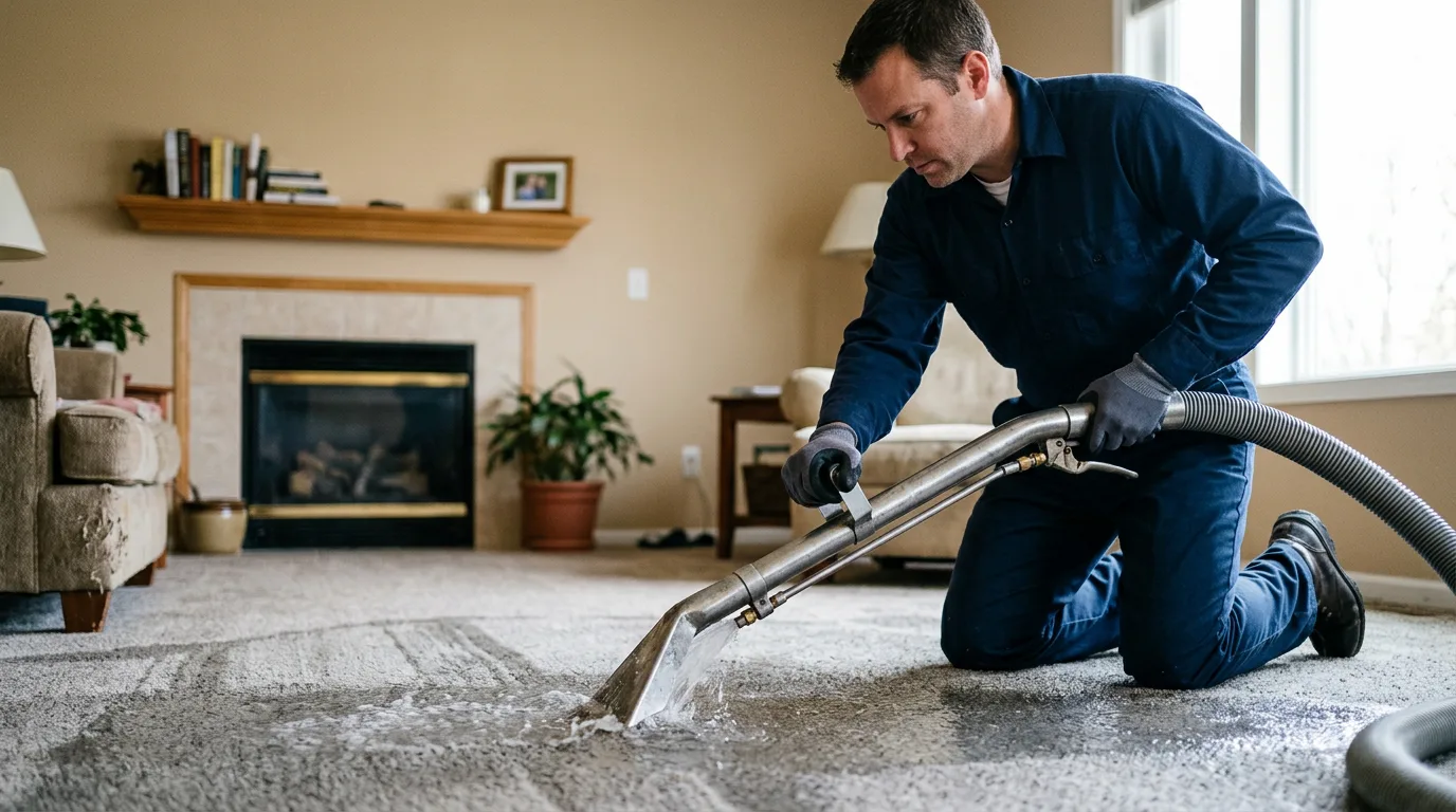 Water damage restoration technician working near Elysian, MN